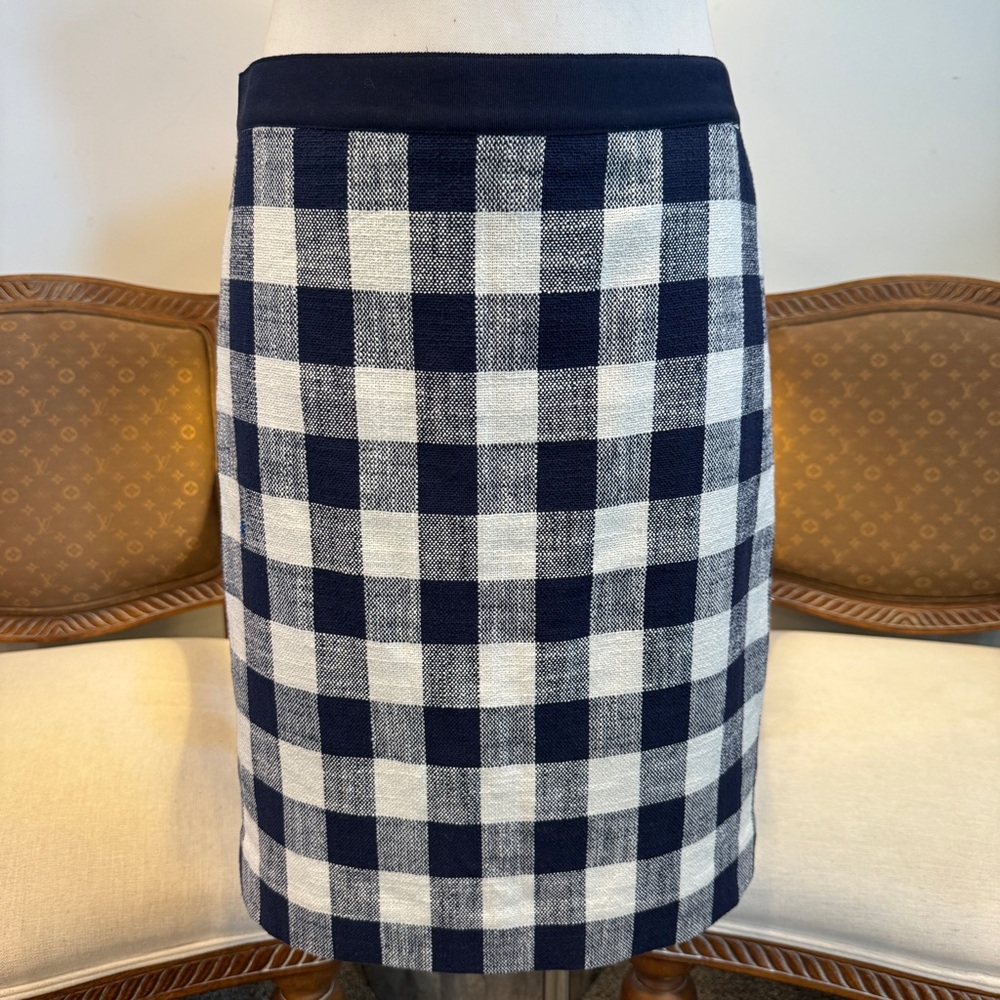 J.Crew Classic Preppy Navy Checkered Skirt